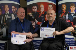 Gary Swift and Dave Beaumont pose after their final